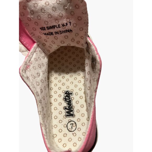 Weestep Pink Sneakers Girls Size 7 Converse Style Slip On Velcro Closure New in - Picture 8 of 8